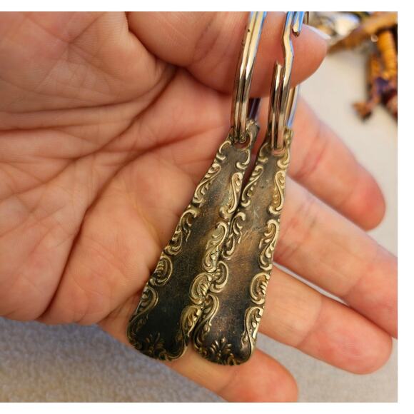 Set 2 Vintage Silver Silverware Back Key Chains Flatware Novelty - Picture 3 of 5